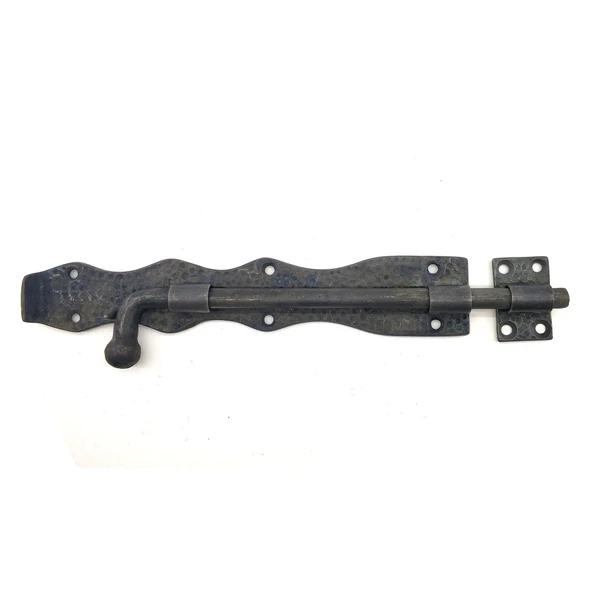 Antika Tarz Dekoratif Pirinç Dövme Kapı Sürgüsü - 25cm, Oksit - 1