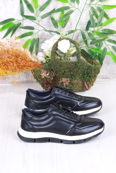 Mehmet Mete 42426 Rahat Hafif Hakiki Deri Lastik Bağcıklı Erkek Ayakkabı - Resim 2