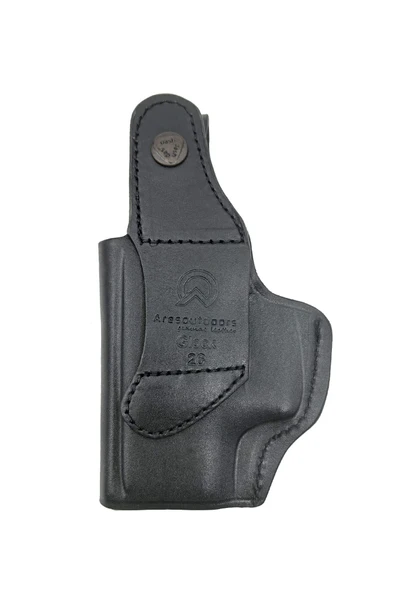 Glock 26 İçin Uyumlu Kemer İçi Metal Maşalı Gerçek Deri Siyah Silah Kılıfı