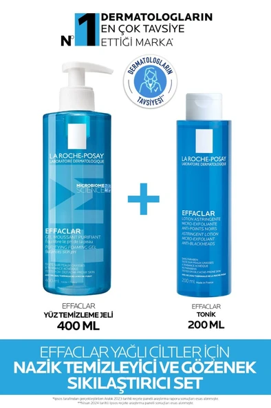 La Roche Posay Yağlı Ciltler İçin Cilt Bakım Seti : Effaclar Yüz Temizleme Jeli 400ml & Sıklaştırıcı Tonik 200ml