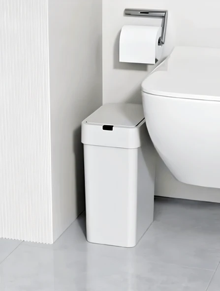 Sensörlü Otomatik Slim Çöp Kovası 9 Lt+ Deterjan Hazneli Silikon Klozet Fırçası - 3