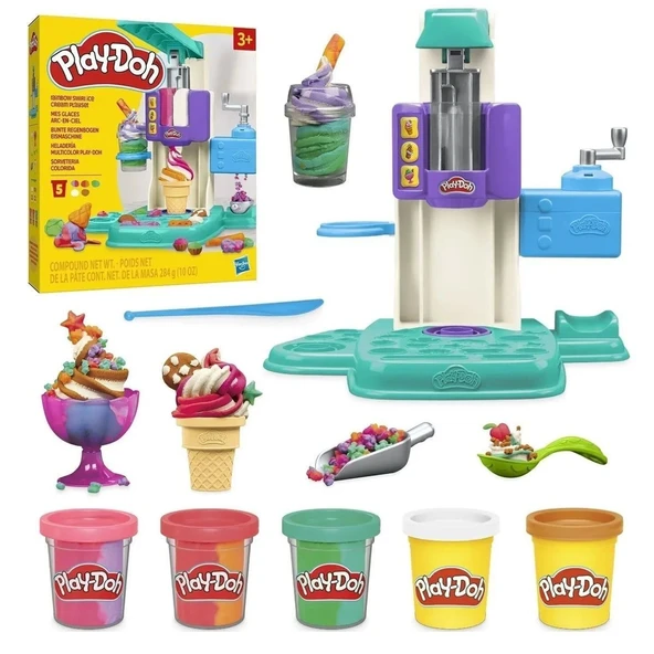 G0028 Play-doh Gökkuşağı Dondurma Makinesi Oyun Seti+3 Yaş - 1