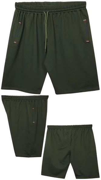 Büyük Beden 110 - 155 Kilo Arası İçin Uygun Bedenli Cepleri Nakış Detaylı Likralı Penye Erkek Şortu - 6