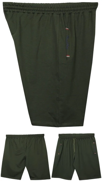 Büyük Beden 110 - 155 Kilo Arası İçin Uygun Bedenli Cepleri Nakış Detaylı Likralı Penye Erkek Şortu - 10