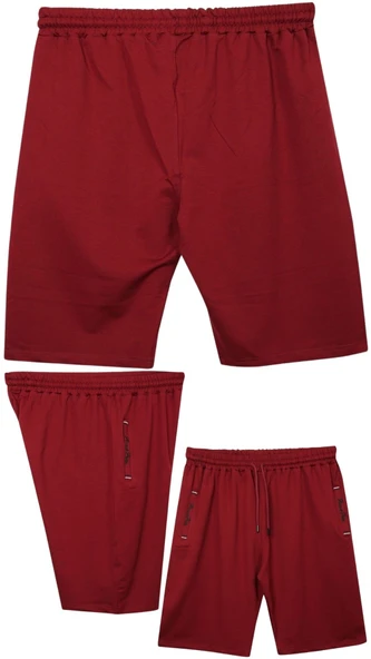 Büyük Beden 110 - 155 Kilo Arası İçin Uygun Bedenli Cepleri Nakış Detaylı Likralı Penye Erkek Şortu - 11