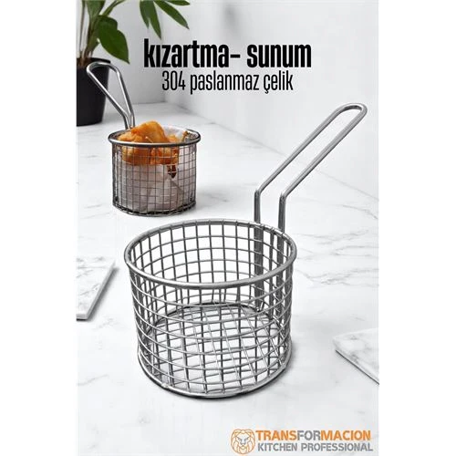 Modacar Patates Kızartma Süzgeci - Sunum Süzgeci 304 Paslanmaz Çelik