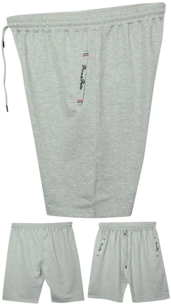 Büyük Beden 110 - 155 Kilo Arası İçin Uygun Bedenli Cepleri Nakış Detaylı Likralı Penye Erkek Şortu - 8