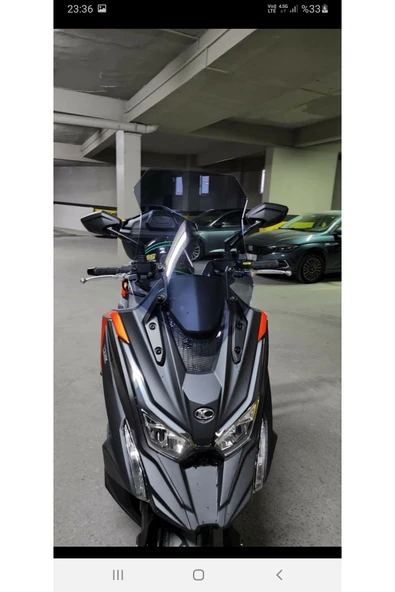 MOTOCAM Kymco DTX 360 Siperlik Ön Cam 2021-2023 Model 55cm Füme Renkli 4mm ORTA BOYLU CAM