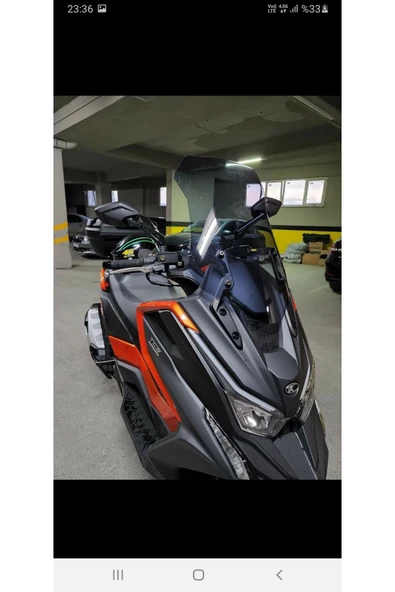 MOTOCAM Kymco DTX 360 Siperlik Ön Cam 2021-2023 Model 55cm Füme Renkli 4mm ORTA BOYLU CAM - 2