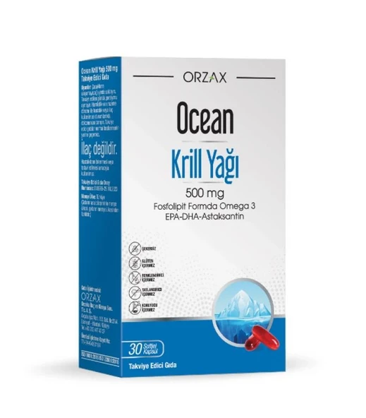 Ocean Krill Oil Balık Yağı İçeren Takviye Edici Gıda 30 Kapsül