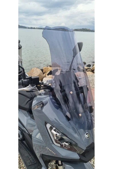 MOTOCAM Yuki Xway 125 Siperlik Ön Cam 2023-2025 Model 75cm Füme Renkli 4mm UZUN CAM - 3