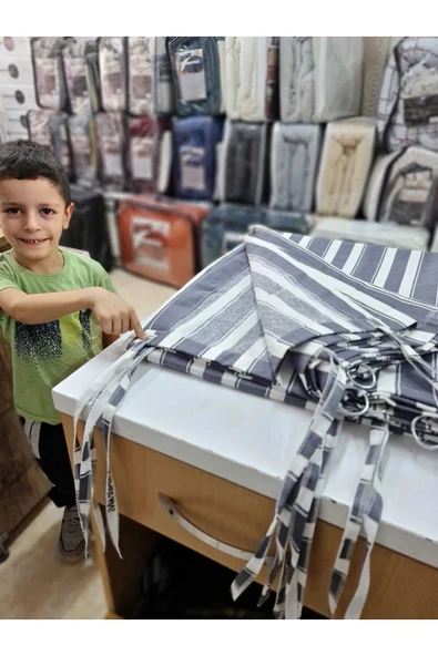 SHY TEKSTİL Halkalı Balkon Perdesi Branda Gri Krem Lüks 1.sınıf Özel Tasarım Her Ölçü Mevcut - 8