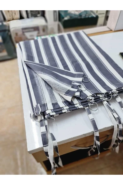 SHY TEKSTİL Halkalı Balkon Perdesi Branda Gri Krem Lüks 1.sınıf Özel Tasarım Her Ölçü Mevcut - 6