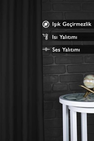 SHY TEKSTİL Lüks 1. Sınıf Özel Dikim Siyah Blackout Işık Geçirmez Fon Perde Ekstraforlu Karartma Blackout - 3