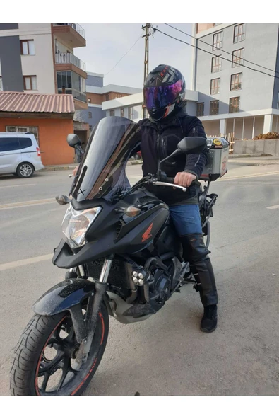MOTOCAM Honda NC 700 750 X Siperlik Ön Cam 2012 2015 Model 59cm Siyah Renkli 4mm UZUN CAM - 3