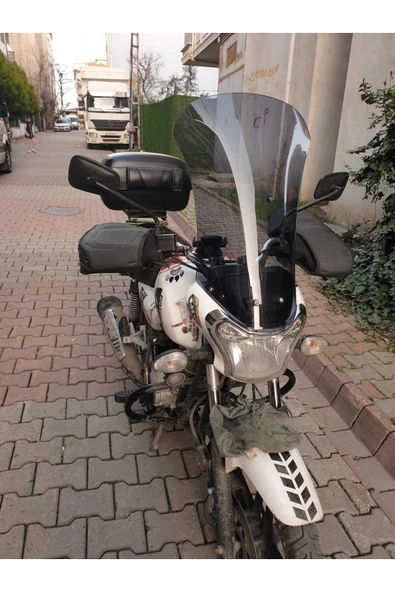 MOTOCAM Bajaj V15 Siperlik Ön Cam 2017 2018 Model 57cm Füme Renkli 4mm ORTA BOYLU CAM - 2