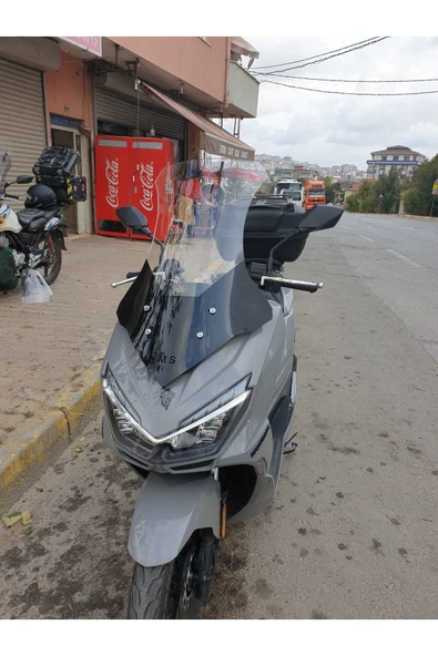 MOTOCAM Mondial Strada 125 Siperlik Ön Cam 2023-2025 Model 75cm Şeffaf Renkli 4mm UZUN CAM - 2