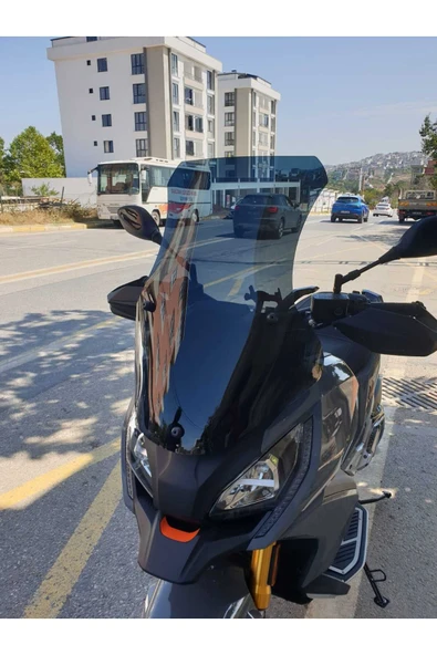 MOTOCAM Peugeot XP 400 Siperlik Ön Cam 2023-2025 Model 61cm Siyah Renkli 4mm ORTA BOYLU CAM - 3