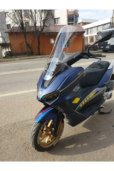 MOTOCAM RKS Vieste 249 Siperlik Ön Cam 2022-2025 Model 65cm Şeffaf Renkli 4mm ORTA BOYLU CAM - 2
