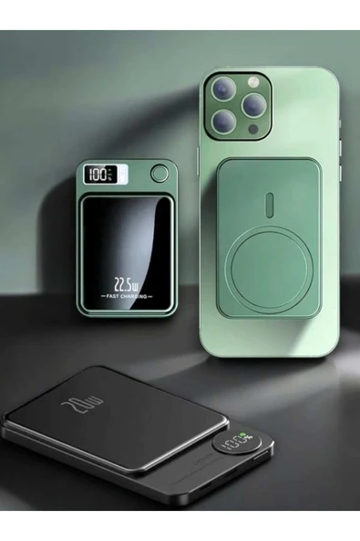 SAYARMARKT iPhone ve Diğer Cihazlarla Uyumlu 22.5W Kablosuz Şarj Powerbank - 5