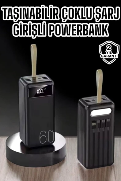 SAYARMARKT 60.000 mAh Powerbank 4 Portlu Dijital Göstergeli Hızlı Şarj