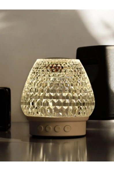NOY Kristal Şarjlı Masa Lambası – 7 Renk Gece Lambası Ve Bluetooth Hoparlör - 5