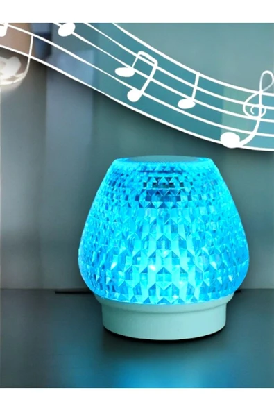 NOY Kristal Şarjlı Masa Lambası – 7 Renk Gece Lambası Ve Bluetooth Hoparlör - 2