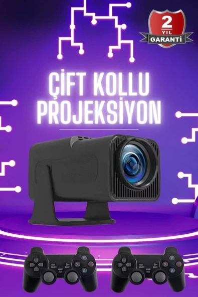 SAYARMARKT Çift Kollu Siyah Mini Sinema Projektörü