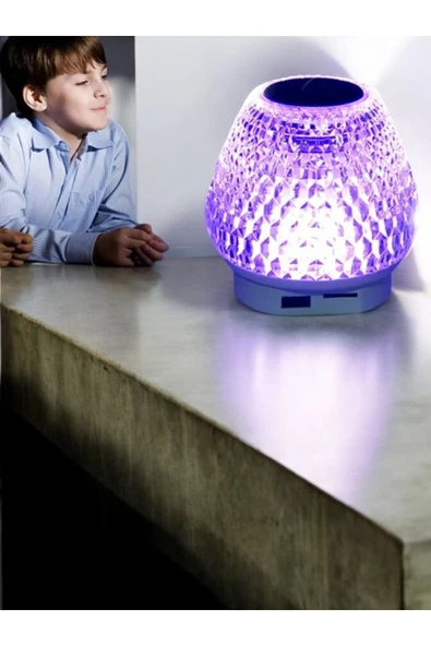 NOY Kristal Şarjlı Masa Lambası – 7 Renk Gece Lambası Ve Bluetooth Hoparlör - 3