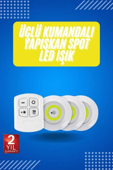 SAYARMARKT Kumandalı Üçlü Yapışkan LED Lamba