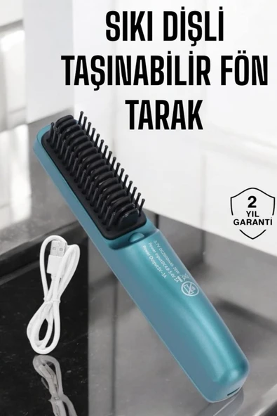 SAYARMARKT İpeksi Saçlar İçin Şarjlı İyonik Fön Tarak - 2