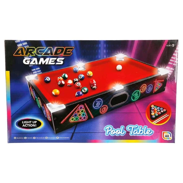 Arcade Games Masaüstü Bilardo 50 x 30 Cm Led Işıklı | Gerçekçi Mini Bilardo Oyunu - 5