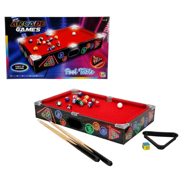Arcade Games Masaüstü Bilardo 50 x 30 Cm Led Işıklı | Gerçekçi Mini Bilardo Oyunu