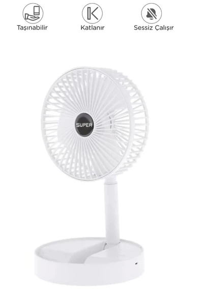 Blic BFN11 Beyaz Şarjlı Katlanılabilir Mini Fan Masa Üstü Vantilatörü Soğutucu Sessiz El Fanı
