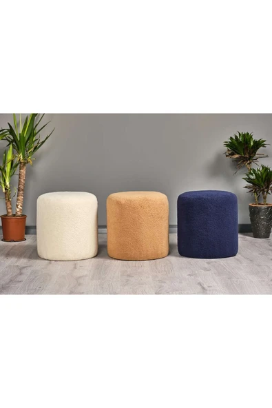 WoodyMaison Puf Norway Iskandivian Çok Amaçlı Teddy Silindir Puf Bench Koltuk Tabure 42*41 - 3