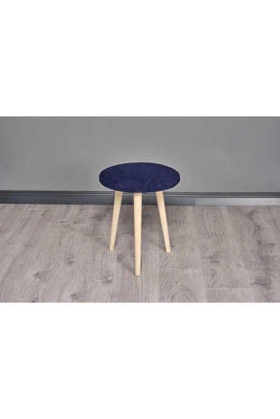 WoodyMaison Puf Ahşap Ayaklı Dekoratif Pelüş Puf Tabure Bench Sandalye - 7