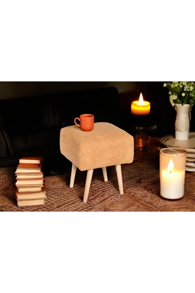 WoodyMaison Puf Mushroom Retro Kare Çok Amaçlı Puf Bench Koltuk Tabure