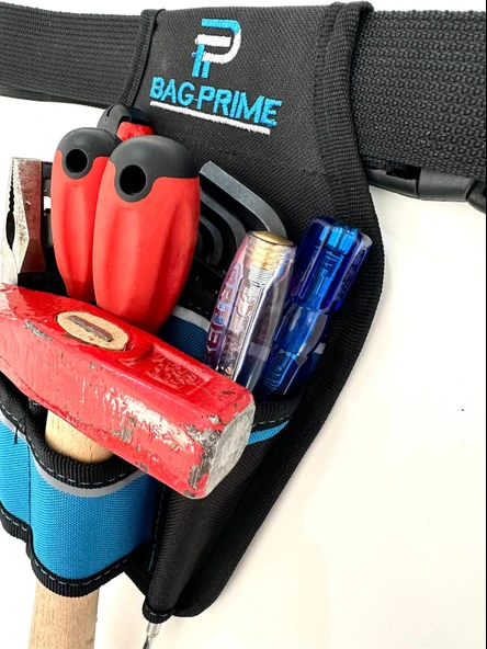 Bagprime Elektrikçi Bel Alet ve Takım Çantası - Reflektörlü ve Kemer Klipsli plastik korumalı 8 Bölmeli - 3