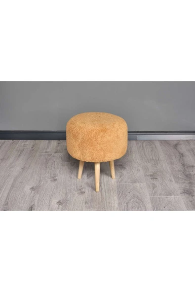 WoodyMaison Puf Dekoratif Çok Amaçlı Silindir Ahşap Ayaklı Puf Bench Koltuk - 3
