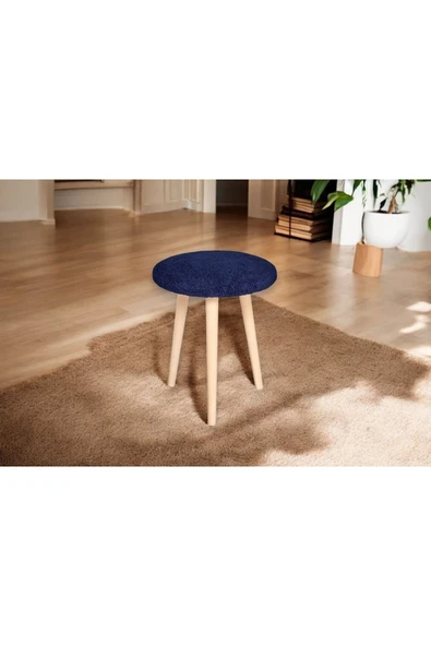 WoodyMaison Puf Ahşap Ayaklı Dekoratif Pelüş Puf Tabure Bench Sandalye - 3