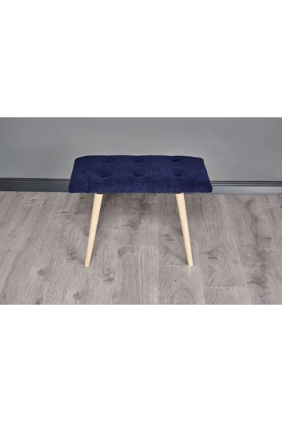 WoodyMaison Puf Retro Ahşap Ayaklı Handmade Çok Amaçlı Kuzu Tüyü Puf Bench Koltuk Sandalye 35*60*42 - 4