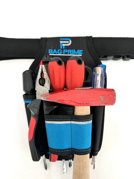 Bagprime Elektrikçi Bel Alet ve Takım Çantası - Reflektörlü ve Kemer Klipsli plastik korumalı 8 Bölmeli - 5