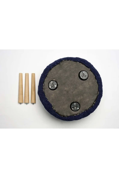 WoodyMaison Puf Dekoratif Çok Amaçlı Silindir Ahşap Ayaklı Puf Bench Koltuk - 4