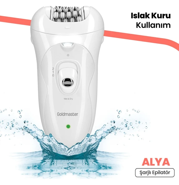 Goldmaster Alya Şarjlı Islak Kuru LED Işıklı 2in1 Epilatör ve Masaj Başlığı Epilasyon Cihazı Gm 8136 - 3