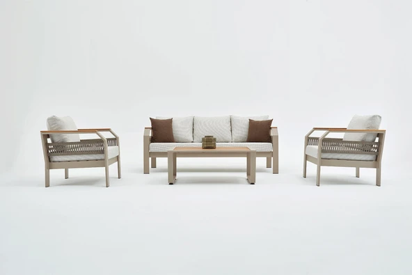 Morento Bahçe Oturma Grubu 3+1+1+Sehpa - Kum Rengi ürün görseli 1