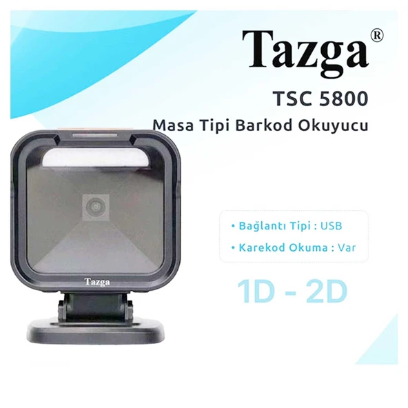 TAZGA TSC-5800 Karekod 1D/2D USB Kablolu Masa Tipi Barkod Okuyucu - 2