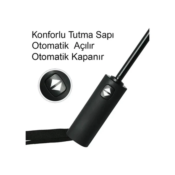 Beluga Tam Otomatik UV Korumalı Şemsiye ( Tek Tuşla Aç / Kapat ) Siyah - 8