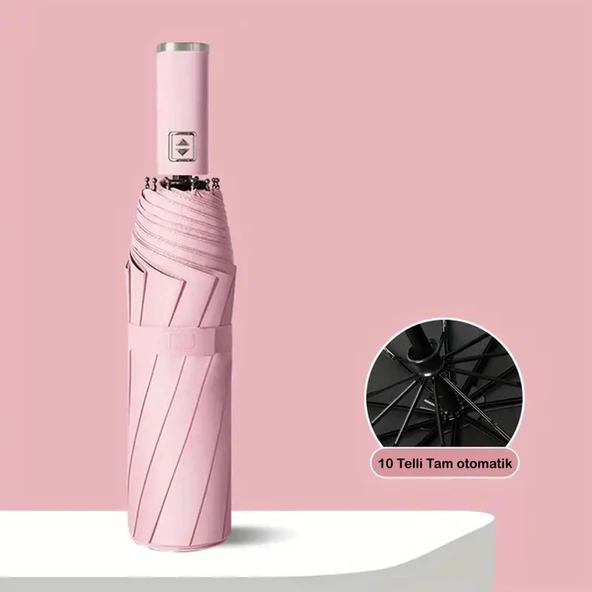 Beluga Tam Otomatik UV Korumalı Şemsiye ( Tek Tuşla Aç / Kapat ) Pembe