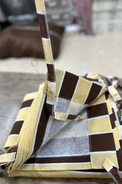 Devrim Olivya Tekstil KAHVE-KREM Çizgili Özel Dikim Lüks Branda Balkon Perdesi ÖLÇÜ EN X YÜKSEKLİKTİR - 2