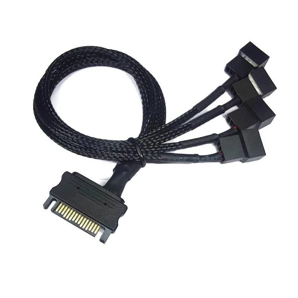 4598 Sata Power To Fan Çevirici 4 Port Y Pin PWM Çoklayıcı Splitter Fan Kablosu ürün görseli